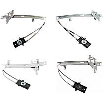 Front and Rear, Driver and Passenger Side Power Window Regulator, Without Motor