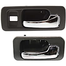 Front and Rear, Passenger Side Gray bezel with chrome lever Interior Door Handle, Front Passenger Side - With Door Lock Hole; Rear Passenger side - Without Door Lock Hole, 4-Door, Sedan