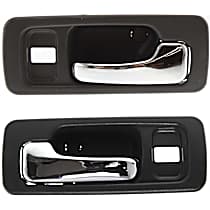 Front, Driver and Passenger Side Gray bezel with chrome lever Interior Door Handle, With Door Lock Hole, 4-Door, Sedan
