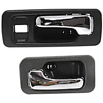 Front and Rear, Driver Side Gray bezel with chrome lever Interior Door Handle, Front Driver Side - With Door Lock Hole; Rear Driver Side - Without Door Lock Hole, Sedan