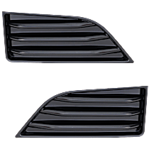 Front, Driver and Passenger Side Fog Light Cover, Black
