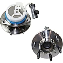 Rear, Driver and Passenger Side Wheel Hubs, With Bearing, With Sensor, 3-Hole Triangular Flange