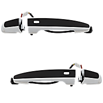 Front, Driver and Passenger Side Black with chrome insert Exterior Door Handle, Without Key Hole