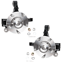 Front, Driver and Passenger Side With Rear Drum Brake, Loaded Knuckle, Without Backing Plate, With Bearing