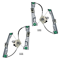 Front, Driver and Passenger Side Window Regulators, Power, With Motor