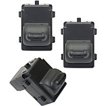 Front and Rear, Driver and Passenger Side Window Switch, Black, 1 Button