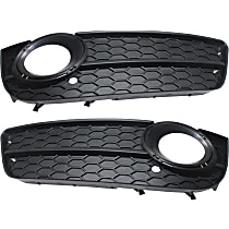 Front, Driver and Passenger Side Fog Light Trim, 2-Convertible, For Models Without Adaptive Cruise Control and S-Line Package, With Fog Light Holes, Textured Black