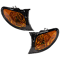 Driver and Passenger Side Corner Lights, With Bulb, Yellow lens, Black Surround Trim, Sedan/Wagon