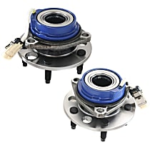 Front, Driver and Passenger Side Wheel Hub, 5 Lugs, With Bearing, With Sensor