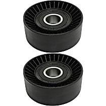 Accessory Belt Idler Pulleys, 17mm or 0.66 in. I.D, 2.76 in. OD, 0.96 in. Pulley Width, Serpentine, Flat