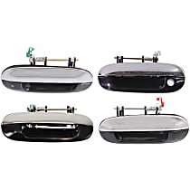 Front and Rear, Driver and Passenger Side Exterior Door Handles, Chrome Lever, Smooth Black Bezel, Front Driver Side-With Key Hole; Front Passenger and Rear Driver and Passenger Side-Without Key Hole