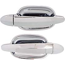 Front, Driver and Passenger Side Chrome Exterior Door Handle, Without Key Hole, 4-Door, Sedan