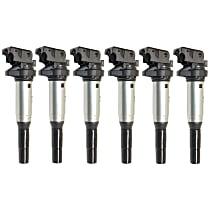 Ignition Coils, Set of 6, 3.0L Engine, Black and Silver Coil - 