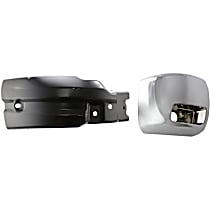 Front, Passenger Side Bumper End, Chrome Plastic/Steel