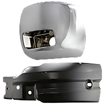 Front, Driver Side Bumper End, Chrome Plastic/Steel