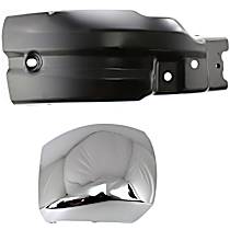 Front, Passenger Side Bumper Ends, without Fog Light Hole, Painted Black Steel Bumper Extension