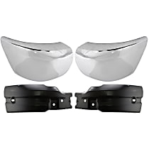 Front, Driver and Passenger Side Bumper Ends, without Fog Light Hole, Painted Black Steel Bumper Extension