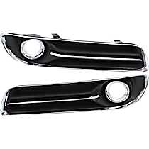 Front, Driver and Passenger Side Fog Light Trims, Black and Chrome, For Models Without Adaptive Cruise Control