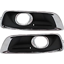 Front, Driver and Passenger Side Fog Light Trims, Black and Chrome, For Models With Fog Light Holes