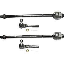 Front, Driver and Passenger Side, Inner and Outer Tie Rod End, Rack Steering Type, Power Steering