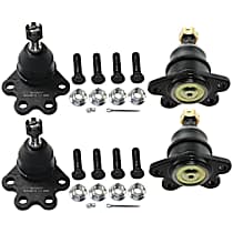 Front, Driver and Passenger Side, Upper and Lower with Bolt On Ball Joint Style Lower Control Arms