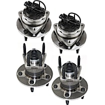 Front and Rear, Driver and Passenger Side Wheel Hubs, 4-Wheel ABS