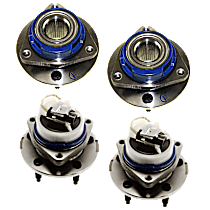 Front and Rear, Driver and Passenger Side Wheel Hub, 5 Lugs, With Bearing, FWD