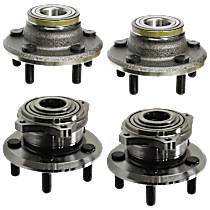 Front and Rear, Driver or Passenger Side Wheel Hub, 5 Lugs, With Bearing, RWD