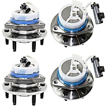 Front and Rear, Driver and Passenger Side Wheel Hub, 6 Lugs, With Bearing, With Sensor, FWD