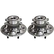 Front, Driver and Passenger Side Wheel Hub, 6 Lugs, With Bearing, Without Sensor, 4WD