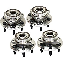 Front and Rear, Driver and Passenger Side Wheel Hub, 6 Lugs, With Bearing