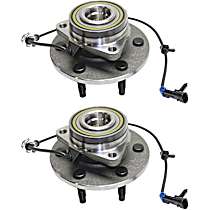Front, Driver and Passenger Side Wheel Hubs, With Bearing, With Sensor, 6 x 5.5 in. Bolt Pattern, Rear Wheel Drive