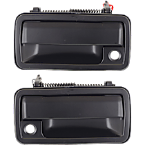 Front, Driver and Passenger Side Exterior Door Handle, Smooth Black, With Key Hole
