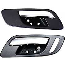 Front, Driver and Passenger Side Chrome Lever with Black Bezel Interior Door Handle, Without Door Lock Hole