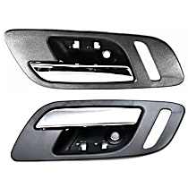 Front, Driver and Passenger Side Chrome Lever with Black Bezel Interior Door Handle, Without Door Lock Hole