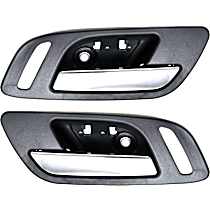 Front, Driver and Passenger Side Chrome Lever with Black Bezel Interior Door Handle, Without Door Lock Hole