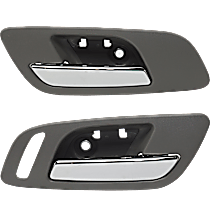 Front, Driver and Passenger Side Gray bezel with chrome lever Interior Door Handle, Without Door Lock Hole