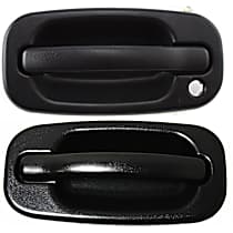 Front, Driver and Passenger Side Exterior Door Handles, Textured Black, Driver Side - with door lock hole, Passenger Side - without door lock hole