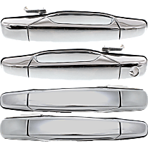 Front and Rear, Driver and Passenger Side Exterior Door Handles, Chrome, Front Driver Side - With Key Hole; Front Passenger Side - Without Key Hole; Rear - Without Key Hole