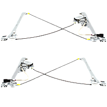 Front, Driver and Passenger Side Power Window Regulator, With Motor