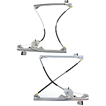 Front, Driver and Passenger Side Manual Window Regulator, Hand-Crank Type
