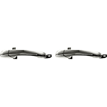 Front and Rear, Passenger Side Exterior Door Handle, Chrome, Without Key Hole