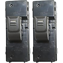 Rear, Driver and Passenger Side Window Switches, Black, 1-Button