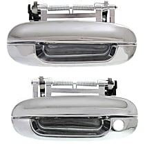 Front, Driver and Passenger Side Chrome Exterior Door Handle, Front Driver Side - With Key Hole; Front or Rear Passenger Side - Without Key Hole