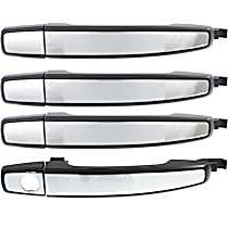 Front and Rear, Driver and Passenger Side Primed Exterior Door Handle, Front Driver Side - With Key Hole; Front Passenger Side and Rear Driver and Passenger Side - Without Key Hole