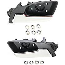 Front and Rear, Driver and Passenger Side Chrome Lever with Textured Black Bezel Interior Door Handle, Without Door Lock Hole