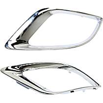 Front, Driver and Passenger Side Fog Light Trim, Chrome