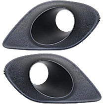 Front, Driver and Passenger Side Fog Light Trims, Textured Black, For Models with Hood Scoop
