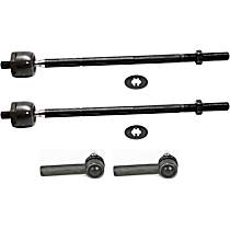 Front, Driver and Passenger Side, Inner and Outer Tie Rod End, Rear Wheel Drive, RWD