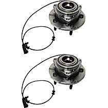 Front, Driver and Passenger Side Wheel Hub, 5 Lugs, With Bearing, With Sensor